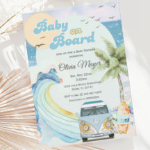 Bebé a bordo Retro Surfing Beach Baby Shower