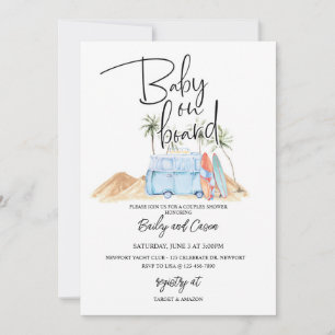 Invitación Bebé a bordo, Summer Baby Shower, Baby Shower,