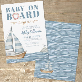 Invitación Bebé a Bordo Tema Náutico para Niño Fiesta de Reve