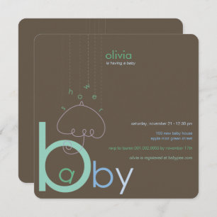 Invitación Bebé "a" en B Belly Blue Whimsical Boy Baby Shower