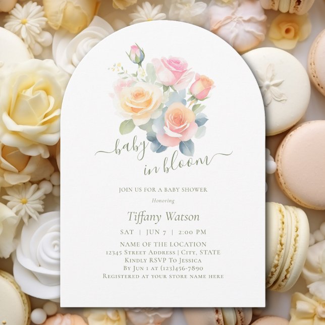 Invitación Bebé acuarela con flores en el Baby Shower de Bloo (Subido por el creador)