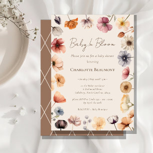Invitación Bebé acuarela con flores en el Baby Shower de Bloo