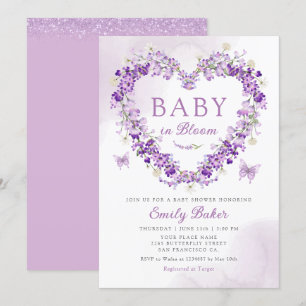 Invitación Bebé acuarela con flores en el Chica de sangre Bab