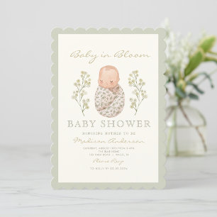 Invitación Bebé acuarela en el elegante Baby Shower de Bloom
