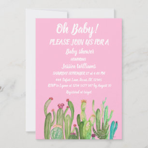 Invitación Bebé acuarela tono tierra Cactus Bohemio Arizona