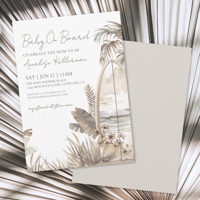 Invitación Bebé acuático a bordo de Baby Shower Beach (Watercolor Baby On Board Beach Baby Shower Invitation)