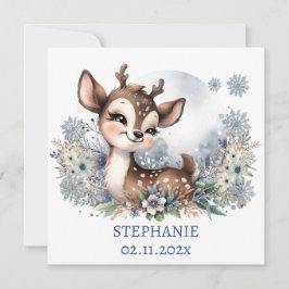 Invitación Bebé adorable ciervo tema de invierno Personalizad