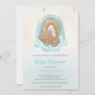Invitación Bebé adorable con arcoiris con ducha de bebé