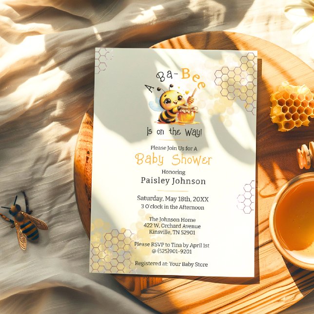 Invitación Bebé Adorable en Camino Lluvia de Bebé Abeja Miel (Subido por el creador)