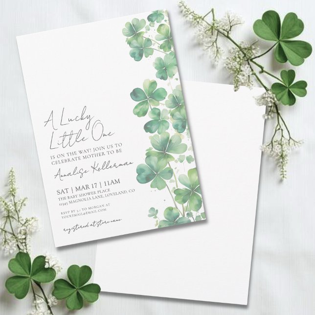 Invitación Bebé Afortunado Fiesta de Cumpleaños del Día de Sa (Lucky Little One St. Patrick's Day Baby Shower Invitation)