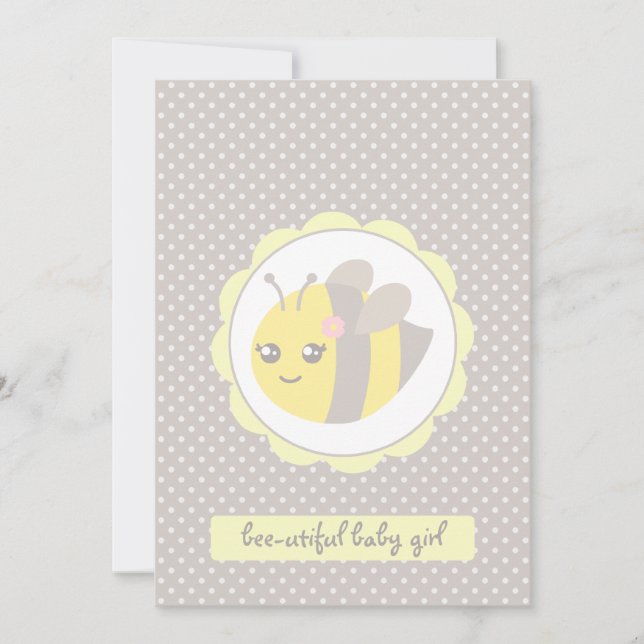 Invitación Bebé amarillo y gris (Anverso)