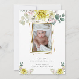 Invitación Bebé | Añadir fotograma dorado de personas amarill