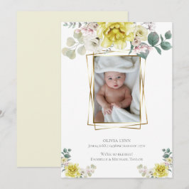Invitación Bebé | Añadir fotograma dorado de personas amarill