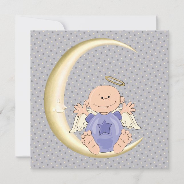 Invitación Bebé ángel niño ducha (Anverso)
