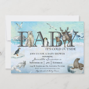 Invitación Bebé animal en el Ártico hace frío fuera de la duc
