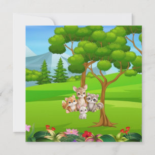 Invitación Bebé Animales del Bosque Babero — Lindos Amigos de