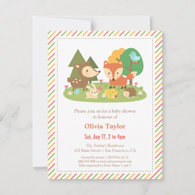 Invitación Bebé Animalia: Boda de Creadores del Bosque (Anverso)
