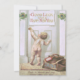 Invitación Bebé Año Nuevo Cherub Angel Cuatro Atracciones