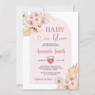 Invitación Bebé Arch Boho en flor Baby Shower Pampas Grass