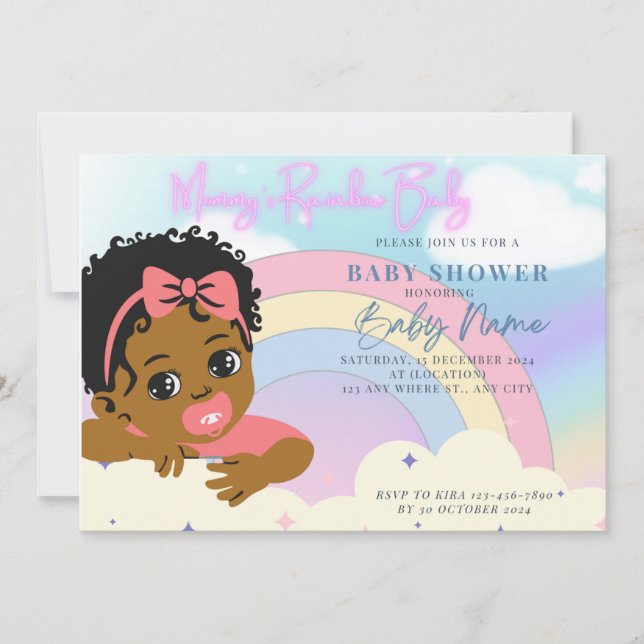 Invitación Bebé arco iris (Anverso)