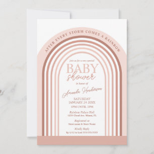 Invitación Bebé arco iris Chica tono Rubor   BABY SHOWER