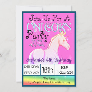Invitación Bebé arcoiris Unicornio Cumpleaños II (arco iris)