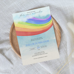Invitación Bebé arcoiris Watercolor Pastel Ducha colorida