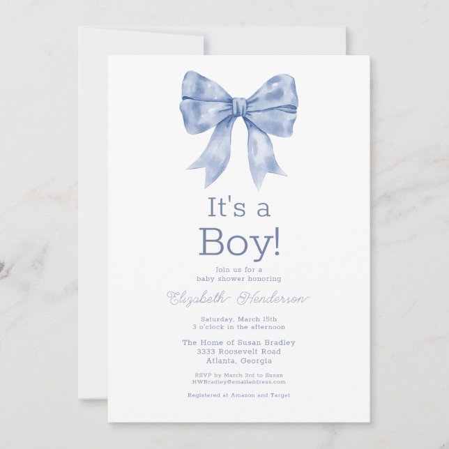 Invitación Bebé azul en Baby Shower en sangre (Anverso)