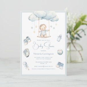 Invitación Bebé azul en Cloud Boy Baby Shower