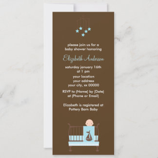 Invitación Bebé azul en el Baby Shower de criba