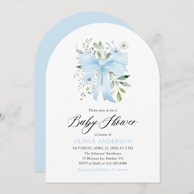 Invitación Bebé azul en el florero Baby Shower (Anverso / Reverso)