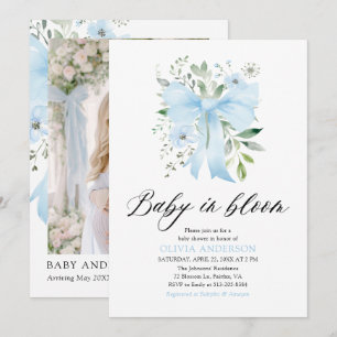 Invitación Bebé azul en el florero Baby Shower