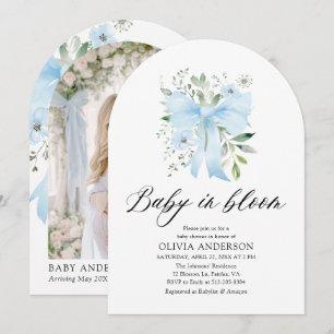Invitación Bebé azul en el florero Baby Shower