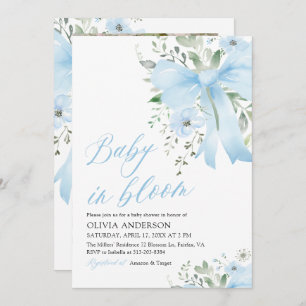 Invitación Bebé azul en el florero Baby Shower