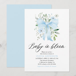 Invitación Bebé azul en el florero Baby Shower