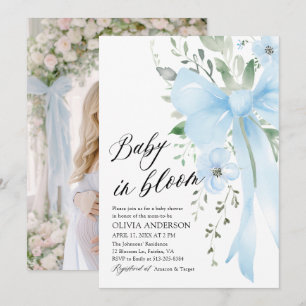 Invitación Bebé azul en el florero Baby Shower