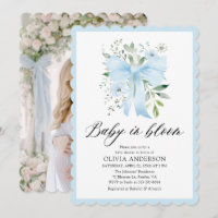 Bebé azul en el florero Baby Shower