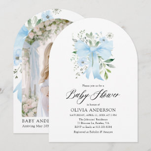 Invitación Bebé azul en el florero Baby Shower