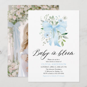 Invitación Bebé azul en el florero Baby Shower