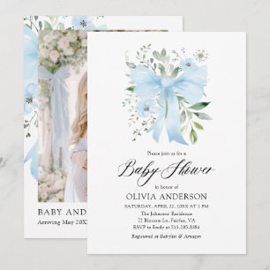 Invitación Bebé azul en el florero Baby Shower