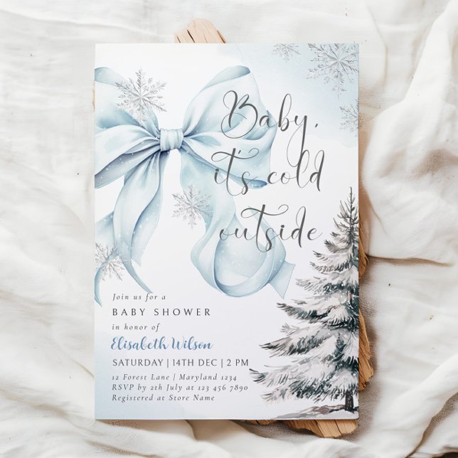 Invitación Bebé azul hace frío fuera de Baby Shower (Subido por el creador)