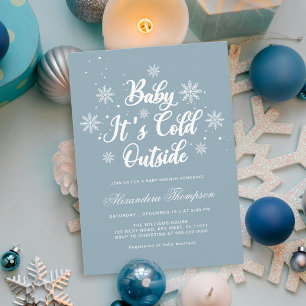 Invitación Bebé azul hace frío fuera del Baby Shower invernal