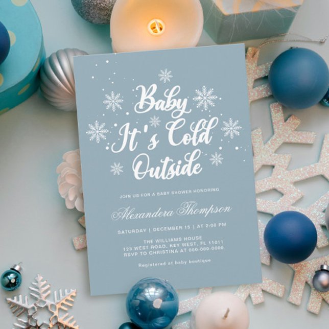 Invitación Bebé azul hace frío fuera del Baby Shower invernal (Subido por el creador)