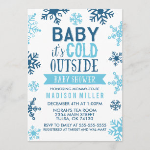 Invitación Bebé azul invernal hace frío fuera de Baby Shower