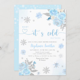 Invitación Bebé azul invernal hace frío fuera de Baby Shower