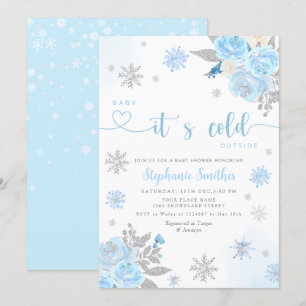 Invitación Bebé azul invernal hace frío fuera de Baby Shower