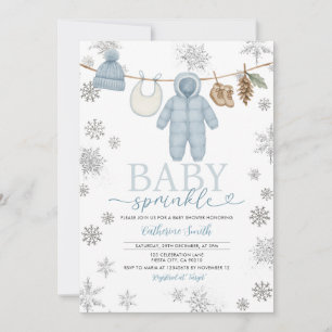 Invitación Bebé azul invernal rociando copos de nieve Baby Sh