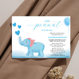 Invitación bebe azul lindo elefante de amor bebé ducha