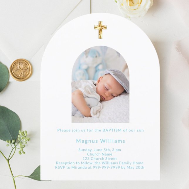 Invitación Bebé azul para arco de fotos Baptismo (Subido por el creador)