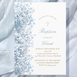 Invitación bebe azul pastel bovino bautismo
